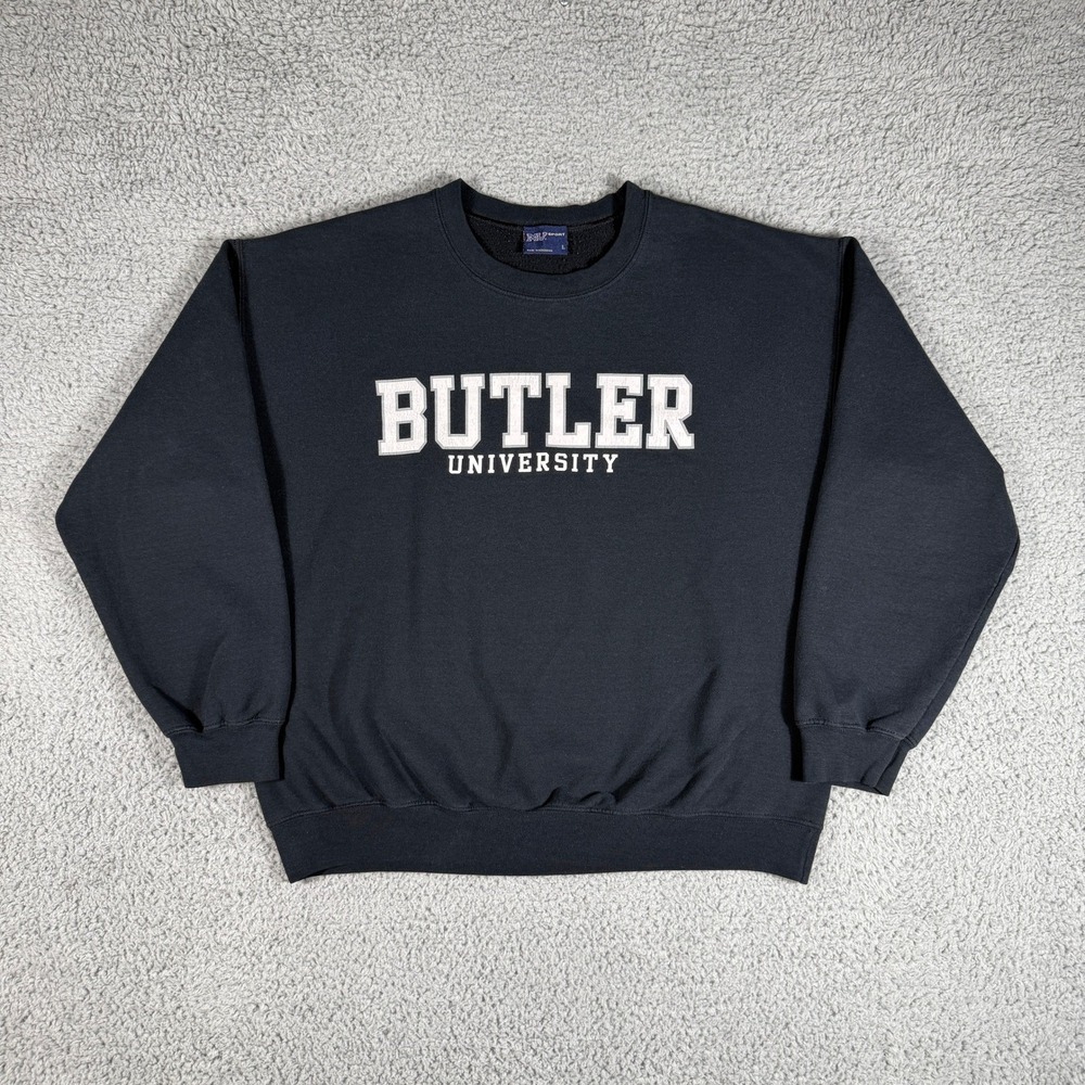 Butler University Crewneck Size Large Black MV Sport Collegiate Sweatshirt